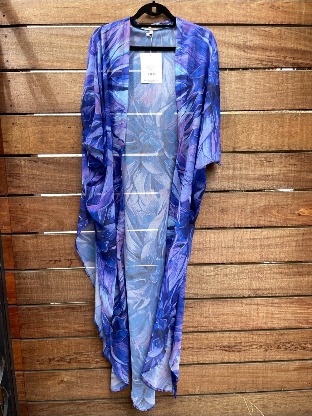 Ramona LaRue Erte Kaftan Indigo Petals Cover Up, Size OS 
,NWT